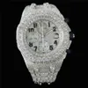 Diamonds AP Watch APF Factory VVS Out Moissanite Can Test Test Luksus Diamonds Quartz Ruch Kwarc Out Sapphire Stones Srebrna najlepsza jakość na zewnątrz chrdrtmh2