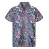 Мужские повседневные рубашки в богемном стиле с 3D принтом в гавайском стиле для мужчин и женщин, летняя мода, уличная пляжная рубашка с короткими рукавами, топы, блузка с лацканами