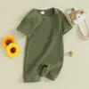 Kledingsets Geboren babyjongen meisje romper jumpsuit effen legging met korte mouwen bodysuit speelpakje zomerkleding 0-12M