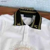 New kids designer clothes baby tracksuits summer suit Size 110-160 CM Gold sequin woven pattern POLO shirt and shorts 24Mar