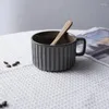 Tazze Piattini Tazza da caffè e piatto in ceramica creativa Colazione da ufficio Latte Acqua Tazza da tè pomeridiano giapponese retrò con cucchiaio di legno