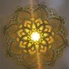 Skulpturer prydnad vägg hängande atmosfär mandala lotus 3d heminredning yoga rum led lamp natt ljus platt sovrum USB färg byte
