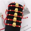 Charm Bracelets Chinese Zodiac Gold Color Dragon Year For Women Handmade Braided Red Thread Animal Lucky Blessing Jewelry