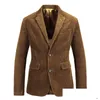 Men'S Suits & Blazers Mens Suit Retro Fashion Casual Corduroy Slim Fit Solid Color Male Personality Jacket Large Size Drop Delivery A Dh3Da