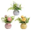 Kwiaty dekoracyjne sztuczne doniczkowe kwiat róży ceramiczny wazon bonsai wysokość 21 cm do halowego wystroju wiejskiego realistycznego wielofunkcyjnego