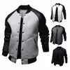 autumn Winter Hot-Selling Men's Baseball Jacket Big Pockets and Leather Sleeves Casual Sports Stand-up Collar Light Warm Jacket 92gW#