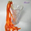 Party Decoration Style 50pcs/lot Light Orange Stain Ribbon Wedding Stick Wands With Golden Bells For