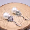 Boucles d'oreilles pendantes en argent sterling 925 avec perles d'eau douce naturelles pour femme, pierres précieuses vintage en zircon, cadeau
