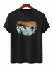 Cocut Tree Print Crew Neck T-Shirt, 캐주얼 쇼트 슬리브 피 FI 여름 티셔츠 탑, 남자 의상, 대형 티 H3AQ#
