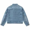 Retro Cvex Turtle Shell Denim Veste Men Hip Hop Ripped Hole Loose Harajuku Bomber Mouilles de ruelle Cropped Street Automne Outwear 76SO #