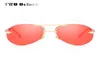 Två oklockor överdimensionerade pilot solglasögon kvinnor vintage transparenta röda solglasögon rimlösa luftfartsglasögon R661671234034