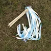 Party Decoration 50pcs/lot Light Blue And White Wedding Ribbon Wands With Sliver Bell For