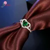 Cluster Rings Luxury Crystal Ring for Girl Lady Wedding Party 925 Sterling Silver Women Heart Shaped Micro CZ Stones Around