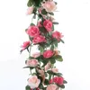 Flores decorativas artificial rosa pompom decoração videira guirlanda pendurado floral casa jardim festa decoração pressionado