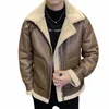 inverno nuovi uomini giacca di pelle da uomo peluche ispessito agnello in pile collare giacca casual grande design sensazione cappotto di pelle giacca da uomo X7y7 #