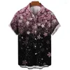 Men's Casual Shirts 3D Printed Cherry Blossom Shirt Men Summer Hawaiian Beach Lapel Blouse Plain Women Short Sleeves Clothing