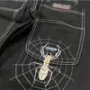 spider Carto Pattern Embroidered Jeans Women 2023 Summer New Black Street Casual Jeans Hip Hop Women High Waist Wide Leg Pants B4of#