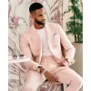 Pink Peak Lapel Double Breasted Men Suits Smart Casual Outfits Prom Groom Wedding Tuxedo 2 Piece Suit Blazer Jacket With Pants O0XV#
