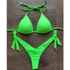 Women's Swimwear VIKINII Neon Green Biquinis Female Swimsuits 2024 Sexy Push Up Women Bikinis Halter Beachwear Bathers Bathing Suits