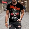 Fi Hip Hop Rock Judas Priest Band 3D T-shirts imprimés pour hommes Casual O-cou à manches courtes Tops Street Trend T-shirts surdimensionnés 31pf #