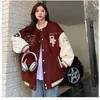 Américain rétro Preppy Style veste de Baseball en peluche épais Blazers femmes automne hiver étudiant Harajuku Cardigans manteau à capuche 240319