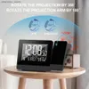 Horloges de table de bureau Horloge de projection Geevon avec température et humidité Montre de table USB Numérique LED Date Snooze Fonction Projecteur Réveils24327