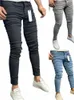 Haute qualité 2023 Fi européen américain classique solide aile Denim pantalon décontracté pantalon extensible bleu jean slim hommes g253 #