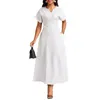 الملابس العرقية الفساتين الإفريقية البيضاء للنساء الموضة 2024 الصيف قصير الأكمام الخامس في الحزب في المساء Maxi Dress Dashiki Africa