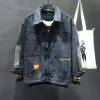 giacca di jeans da uomo maniche larghe con ricamo maschio Jean cappotti cargo autunno sciolto Lxury nave libera Corea estetica prezzo basso n8fa #