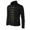 Steampunk Men Gothic Clothing Military Jackets Medieval Vintage Jacket Stand Collar Rock Frock Coat Men's Retro Punk Coat B51o#