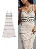 Casual Dresses Mingmingxi 2024 Summer Women's Beach Style Knitted Slim Fit Strap Long Dress Hollow Elegant Tight