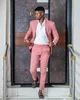 pink Men's Suit 2 Pieces Blazer Pants One Butt Peaked Lapel Busin Formal Slim Fit Work Wedding Groom Tailored Costume Homme W2MU#