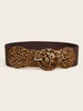 Selling Brand Personality Pin Buckle Suede Elastic Wide Waist Sexy Wild Leopard Decorative Belt Female Outer Dress 240327