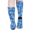 Calze da donna Festive Natale Fiocco di neve Blu Bianco Calze coreane Qualità da donna Corsa Sport Autunno stampato antiscivolo