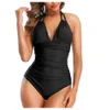 New Womens Hanging Neck One Piece Swimsuit with a Tight Stomach and Open Back Deep V Sexy Swimsuit