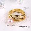 2024 New Design Pearl Ring Gold Silver Color Adjustable Rings For Women Korean Fashion Jewelry Party Luxury Accessory