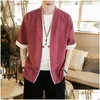 Men'S Jackets Male Jacket Japanese Streetwear Vintage Mens Clothing Chinese Linen For Men Clothes Kimono Drop Delivery Apparel Outerwe Dh5Xx