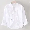 2023 Men's Casual Lg Linen Sleeves Shirt Literary Persality Painting Color Printing Shirt 33mb#