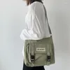 Sacs à bandoulière japonais Simple, sacoche d'étudiant coréen en Nylon imperméable en toile pour femmes, cartables à main pour dames