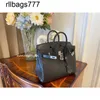 Leather Bk Handbag Ostrich Genuine Hand Sewn Wax Thread Home Bag 25 30 35 Original Skin Black Silver Buckle 177g KKWY