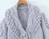 Women's Knits AYUALIN Vintage Long Sleeve V Neck Winter Warm Outwear Sweaters Jumper Boho Handmade Crochet Knitted Sweater Coat For Women