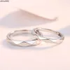 Anillo de pareja de diamantes de plata pura minimalista tendencia de amor distante edición de diseño de enfoque pequeño regalo para novia Eh9g