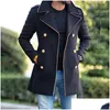 Men'S Wool & Blends Designer Mens Lapel Neck Double Breasted Slim Fit Coat Jackets Men Autumn Winter Warm Coats Casual Fashion For Mal Dhiyg
