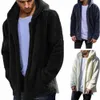 mens Warm Winter Teddy Bear Pocket Hooded Fluffy Coat Fleece Fur Jackets Outerwear Hoodies f84V#