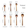 Spoons Wooden Spoon Fork Dinner Rice Soups Utensil Cereal Handmade Home Natural Safety Health Tableware Dinnerware Cutlery For Kitchen