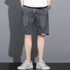 Sommermänner Denim Shorts Draw String Loose Y2K Fashion Pocket Streetwear Hip Hop männliche Jeans Kurzweit Joggingpants S-5xl240327