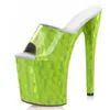 Pantoufles 20CM vert discothèque fête Sexy fétiche pôle danse chaussures hauts modèles plate-forme femmes strip-teaseuse talons bout ouvert