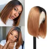 1b/30 Brown Color 13x4 Lace Frontal Bob Wig Straight Ombre Brown Human Hair Wigs 1B/99J Burgundy Ombre Straight Short Bob Wigs