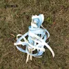 Party Decoration 50pcs/lot Light Blue And White Wedding Ribbon Wands With Sliver Bell For