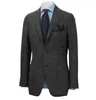 Brun Herringbe Men's Suit Blazer Tweed Single Breasted hacked Lapel One Piece Coat Stiliga kläder för bröllop/busin G7NN#